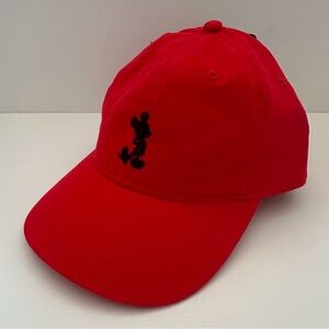 Disney adjustable red‎ baseball cap with black Mickey Mouse silhouette image NWT